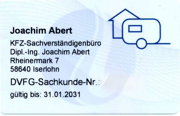 Sachkundeausweis Dipl.-Ing. Dipl.-Kfm. Joachim Abert